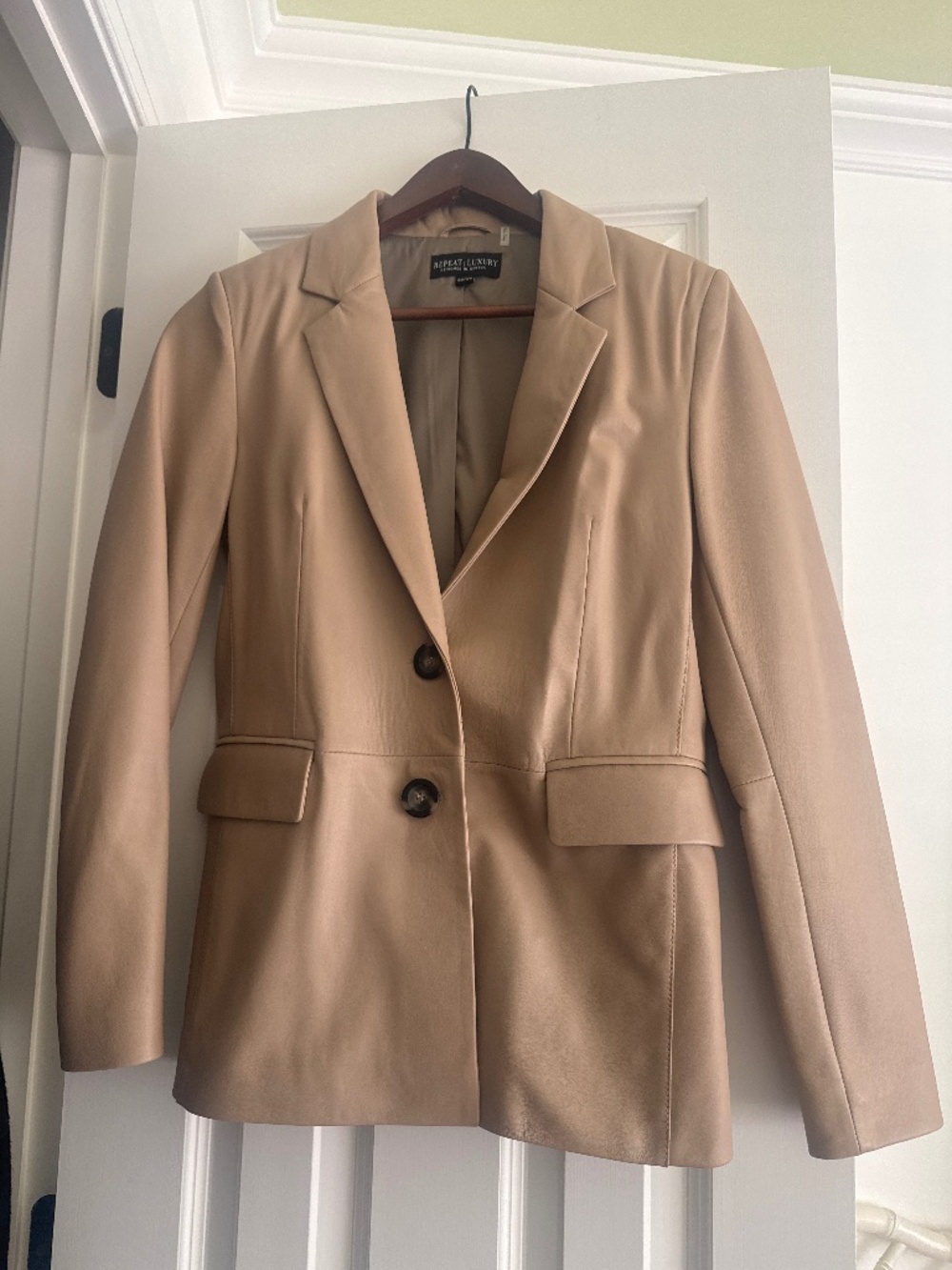 Camel faux leather blazer